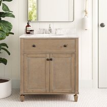 Modern light wood store bathroom vanity